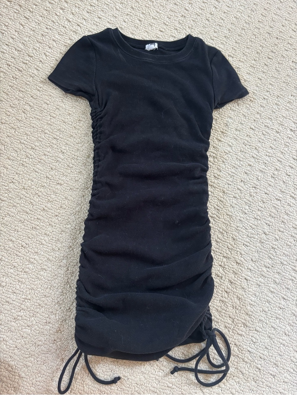 Garage Black Ruched Mini Dress with Adjustable Side Ties